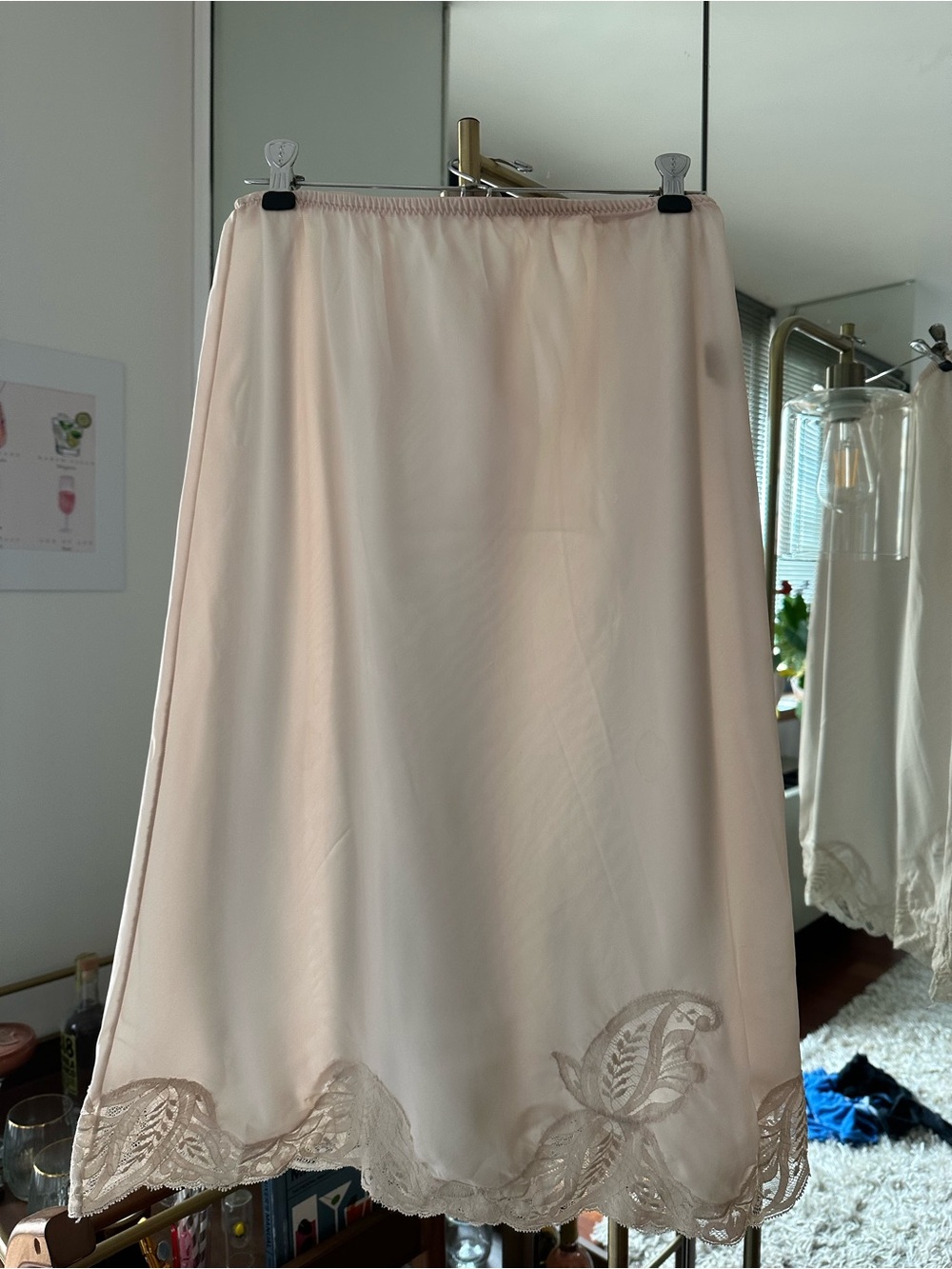 Women's Lace Hem Slip Skirt - Neutral Blush